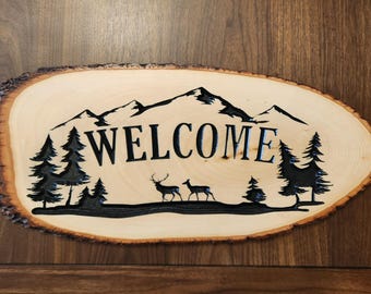 Live Edge Wood Welcome Sign
