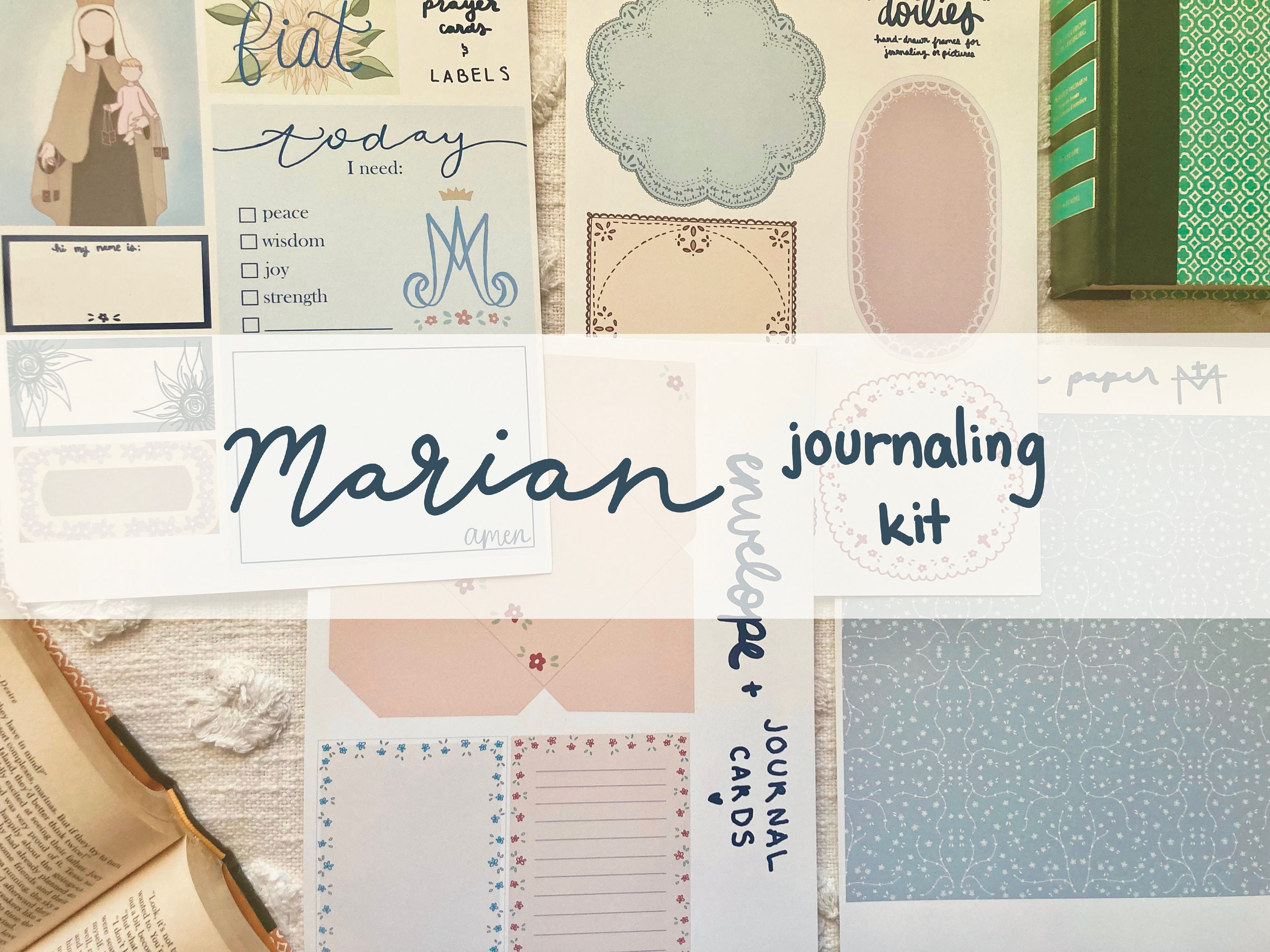 Marian Journaling Kit, DIGITAL, katholisches druckbares Ephemera für Journale