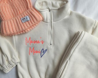 Conjunto de chándal bordado: Mini de mamá, conjunto de invierno