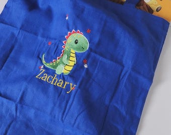 Bolsa de mano personalizada con dinosaurios: regalo de dinosaurio bordado para niños