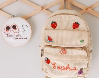 Mochila infantil de pana personalizada: nombre bordado, mochila escolar