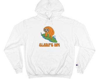 SLERF Surfing Sloth Crypto Meme Champion Hoodie Sweatshirt Warm