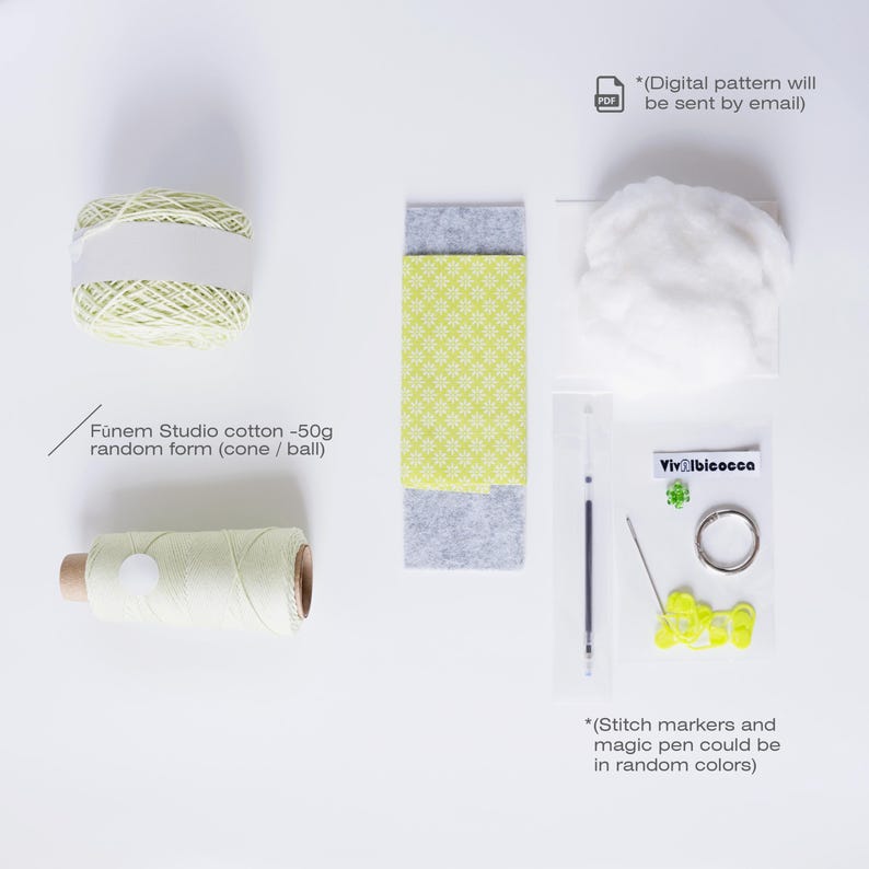 Kit per custodia Mooncake Blossom - Modello e materiali all'uncinetto / Crea la tua custodia per AirPods Green kit