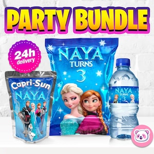 Frozen Birthday Party Bundle Chips Bag Juice Pouch Water Bottle Personalized Printable Digital File