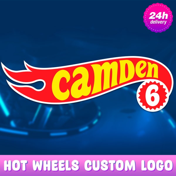 Hot Wheels custom logo with name and age