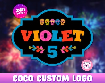 Coco custom logo with name and age