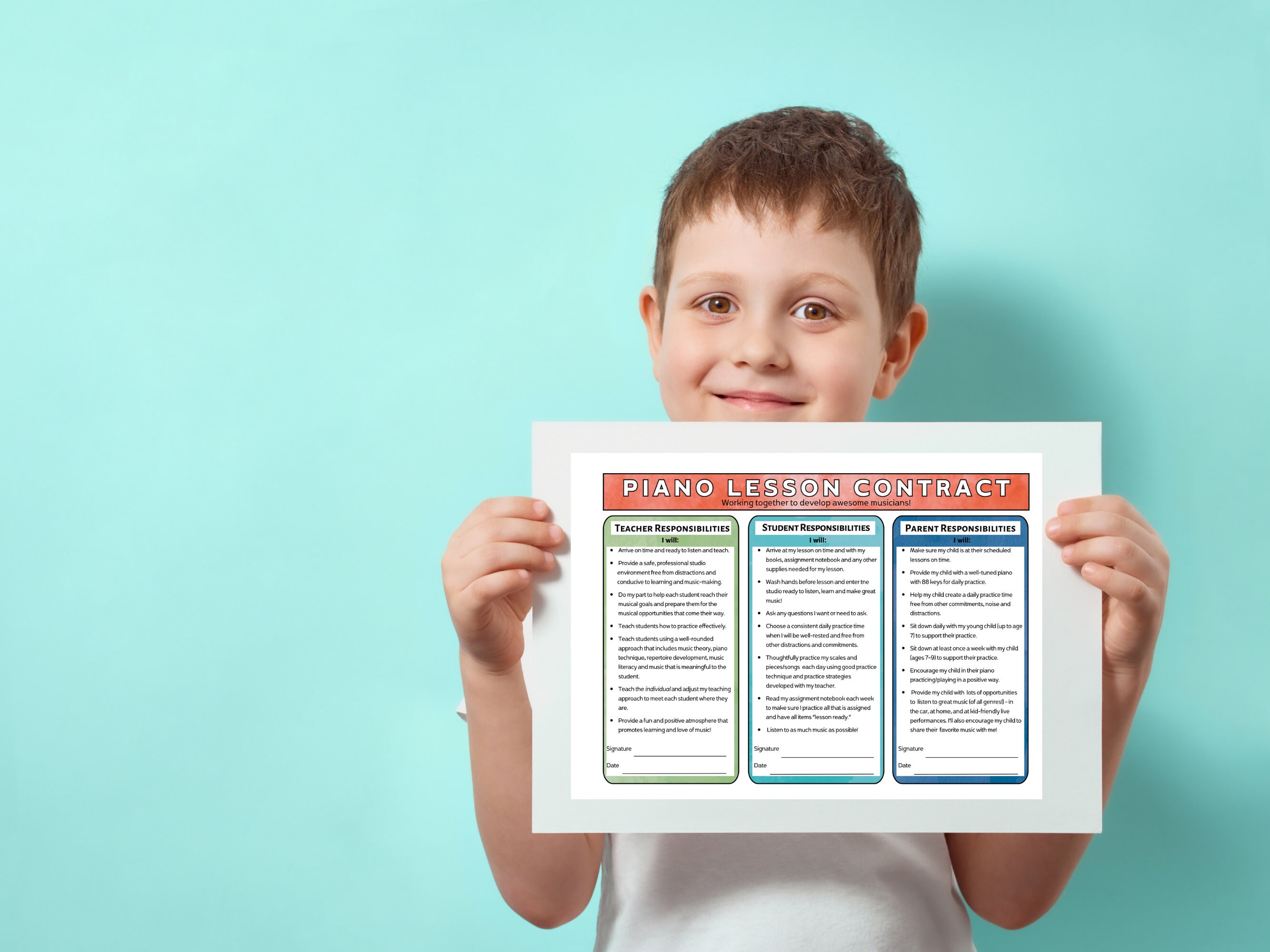 Complete Piano Lesson Contracts Bundle - 22 pdfs, Editable ...