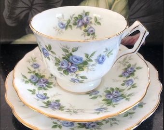 Cup, Saucer and Plate, Pattern #2872P. Made by Aynsley, English China.  the Pattern is Marine Rose.  Very Collectabile