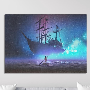 Pirate Ship Canvas Print: Abstract Sailing Wall Decor