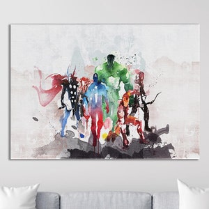 Marvel Avengers Poster Film Comics Aquarell Malerei Handgemachte Poster Leinwand Druck Wand Kunst Wohnkultur, Avengers Charaktere Leinwanddruck