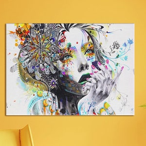 Canvas Decor, Canvas, Wall Decor, Colorful Woman Portrait, Woman Canvas Poster, Abstract Woman Canvas Art, Colorful Woman Canvas Gift