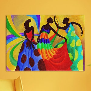 African Dancers Painting, Ethnic Art Canvas, African Women Canvas Art, Abstract Poster, Dancer Canvas, African Dancers Printed