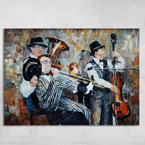 抽象ジャズアート、ジャズ絵画、音楽ウォールアート、アフリカ系アメリカ人アート、ジャズアートワーク、キャンバスウォールアート、現代アート、音楽室の装飾