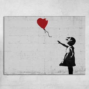 Banksy Christmas Flying Balloon Girl Canvas Wall Art, Banksy