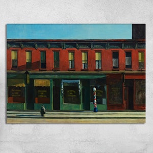 Edward Hopper Early Sunday Morning Wall Hanging, Edward Hopper Painted Glass, Famous Glass Art Wall Decor, Early Sunday Morning Glass Art