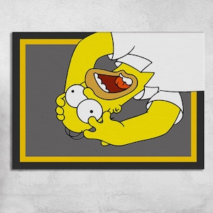 Arte mural de Los Simpson, decoración de pared amarilla, lienzo moderno, impresión en lienzo de dibujos animados, regalo para él, lienzo moderno, lienzo de Los Simpson para el hogar, arte en vidrio
