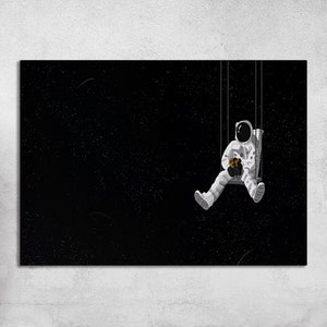 Milchstraße Wandbild, Sonnenblumen Kunstwerk, Weltall Wandbild, Schwarz Weiß Kunstwerk, Astronaut Leinwand, Moderne Wanddekoration