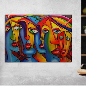 Colorful Abstract Face Canvas Print: Modern Wall Art