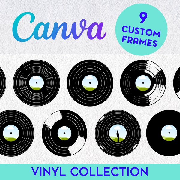 12 Inch Vinyl Record Template, Vinyl Record Canva Frames, Customisable Vinyl Records, Record Label Sticker, Custom Vinyl Record, Vinyl Label