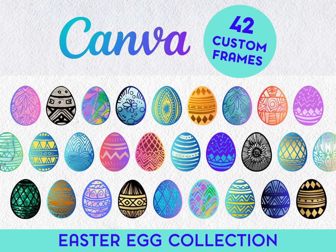 Easter Egg Canva Frames Custom Canva Template Rustic Handdrawn Easter