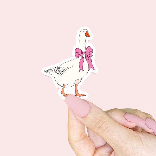 Goose With Pink Bow Sticker