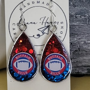 Buffalo Bills earrings, Bills earrings, Handmade earrings, Earrings for her, football jewelry