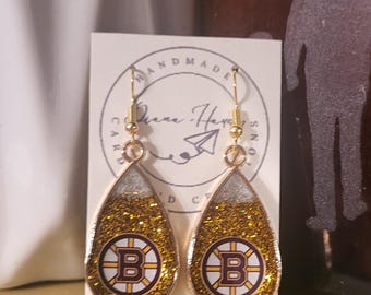 Boston Bruins Earrings, Bruins Earrings, Hockey Earrings, Earrings for her