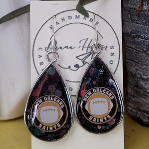 New Orleans Saints earrings, Saints earrings, Handmade earrings, Earrings for her, football jewelry