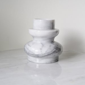 Vintage Good Wood Marble Candle Holder