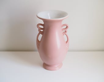 Vintage 1940s Abgindon Pottery Pink Vase with Loop Handles