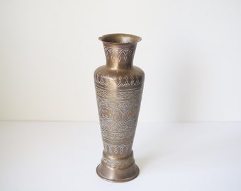 Vintage Messing Vase geätzt