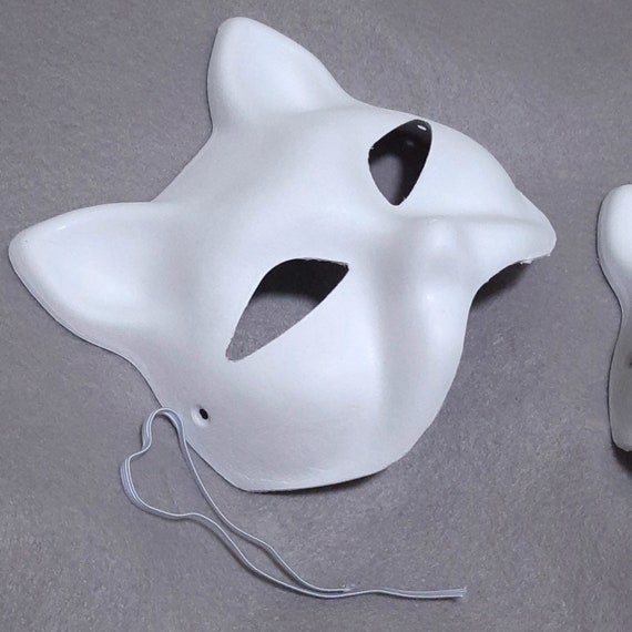 Lot De 2 Masques En Papier Mâché Chat – Vierges à Décorer, Pour Halloween, Mascarade Ou Activités DIY - 3
