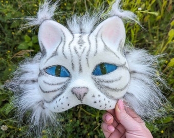 White Tabby Cat Mask: Therian Cosplay, Quadrobics, Furry Fun