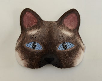 Siamese cat Therian Mask for Cat Cosplay and Furry Fun, Therian pride furry cat mask, Quadrobics animal fluffy mask, felted cat mask