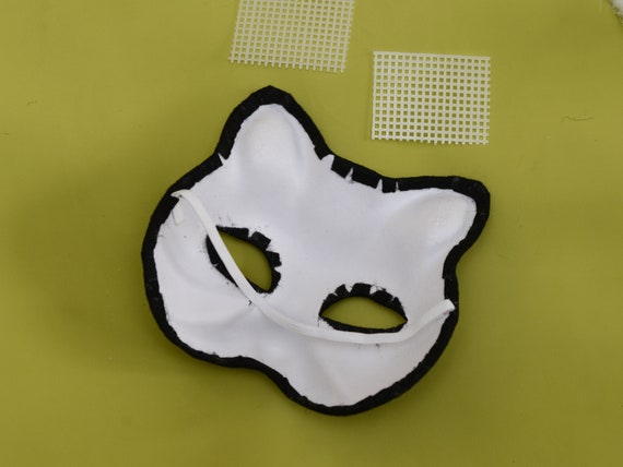 Kit Masque Therian Pré-Feutré Chat - Tissu Polaire, Fausse Fourrure Et Maille Yeux Pour Customisation