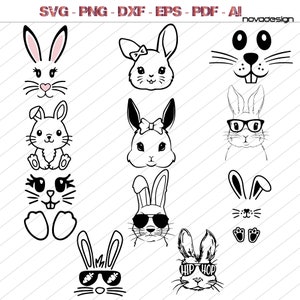 Bunny svg, Rabbit Face svg, Happy Easter svg, Peeking Rabbit Svg, Rabbit Ears png, Cute Bunny svg, Hip Hop Bunny svg, Handsome Bunny svg,