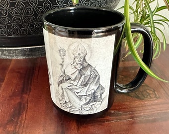 Zwarte mok Sinterklaas – vintage kunst, cadeau patroonheilige