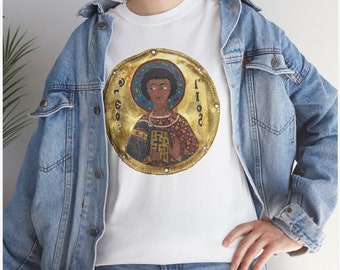 Saint George-T-shirt: Byzantijns pictogrammedaillonprint
