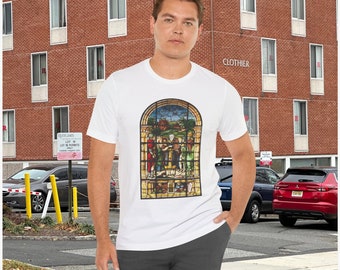 Moses T-shirt gebrandschilderd glas, uniseks jersey T-shirt, bar mitswa-cadeau