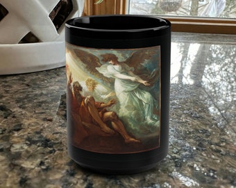 Moses in The Promised Land Mug, Benjamin West Art, 15oz Black Ceramic