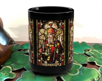 Saint Patrick's Day Mug, Cathedral Stained Glass Image