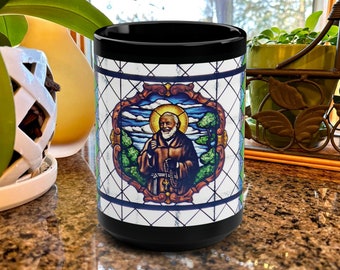 Padre Pio Stained Glass Mug, Catholic Gift (15oz)