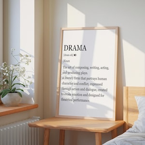 Drama Definition Poster, Theatre Lover Poster, Drama Poster, Drama Classroom Wall Art, Actor Gift, Performing Arts, Digital Download