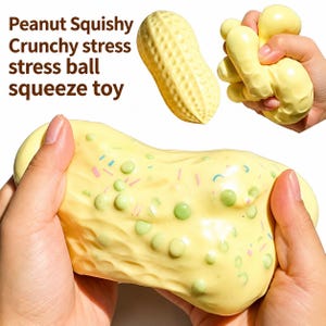 Jordnötsstressboll, krispig klämleksak, sensorisk fidgetleksak, mjuk jordnötsstressboll, ASMR squishy-leksak, stresslindrande present