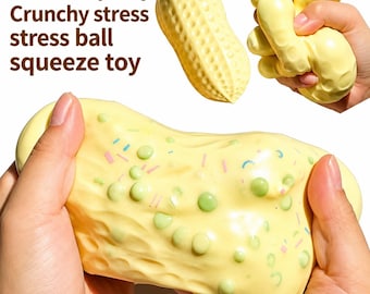 Jordnötsstressboll, krispig klämleksak, sensorisk fidgetleksak, mjuk jordnötsstressboll, ASMR squishy-leksak, stresslindrande present