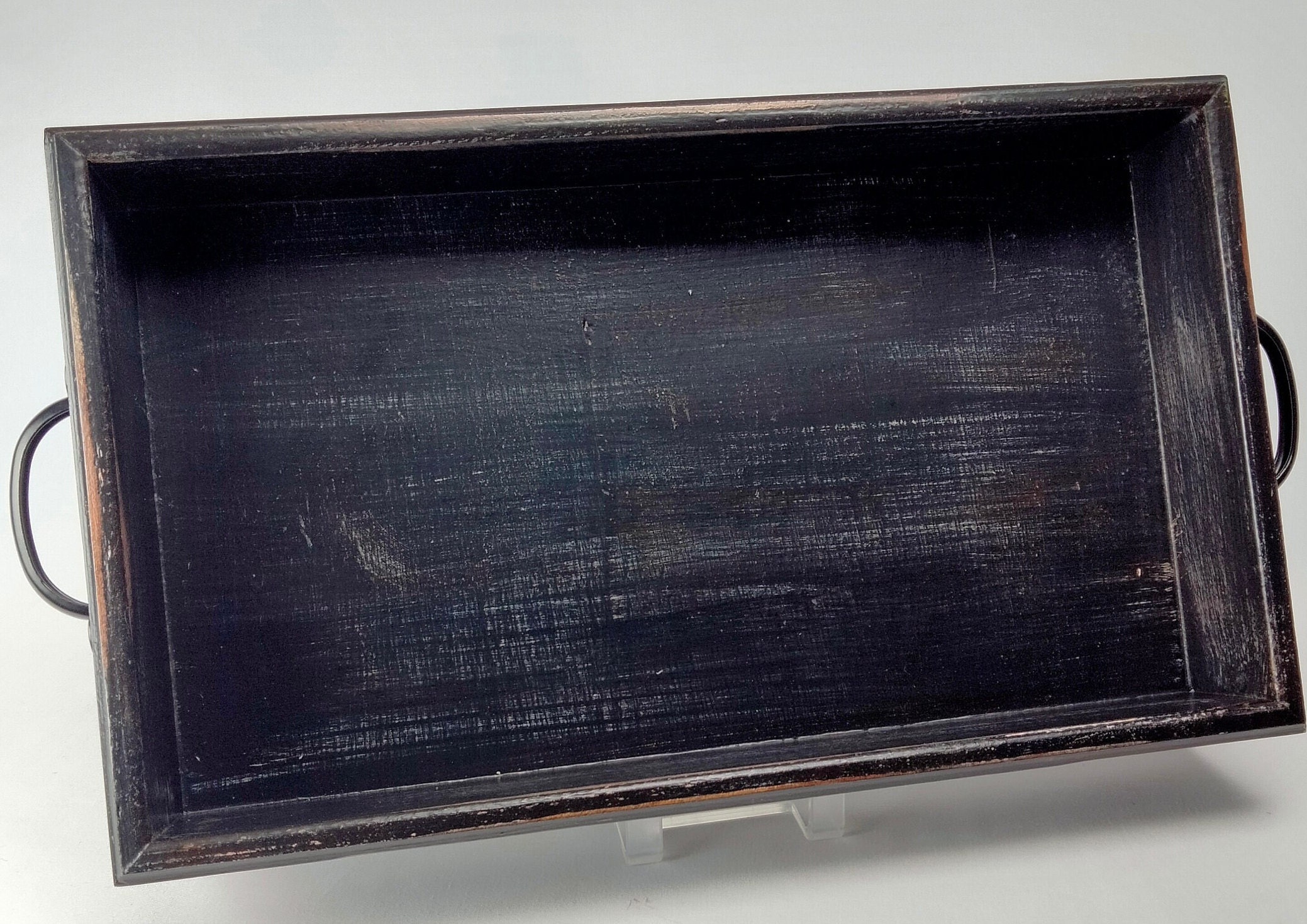 Farmhouse Serving Tray With Black Metal Handles 15x9x3 Distressed Faux Finish Made of Pine Wood Farmhouse Decor Rustic Wood Tray Etsy Ireland