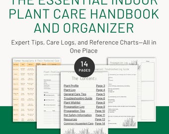 Afdrukbaar handboek en opberger voor kamerplanten | Gepersonaliseerde onderhoudsformulieren voor kamerplanten (digitale download pdf)