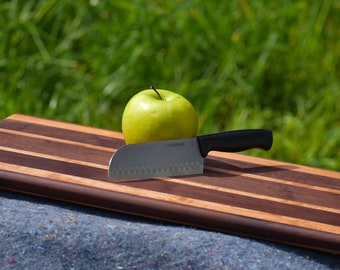 Maple and Walnut Wooden Cutting Board with Brass Feet