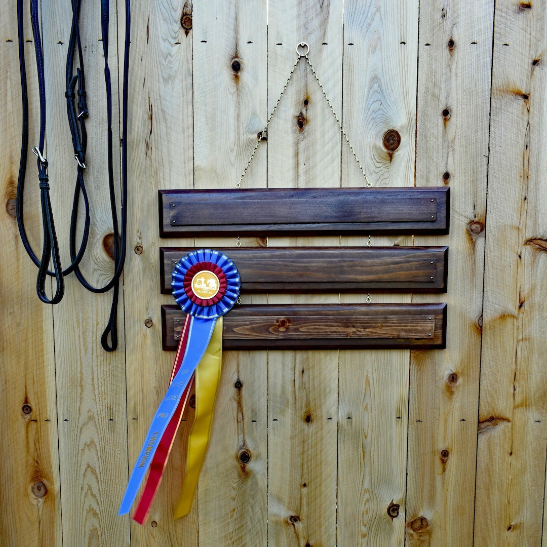 Handcrafted Wooden Horse Ribbon Display Rack: Equestrian Award Hanger ...