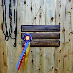 Handcrafted Wooden Ribbon Display Rack – Tiered Wall Hanger for Awards, Horse Ribbon Rack, Equestrian Decor, Wall Hanging Ribbon Organizer